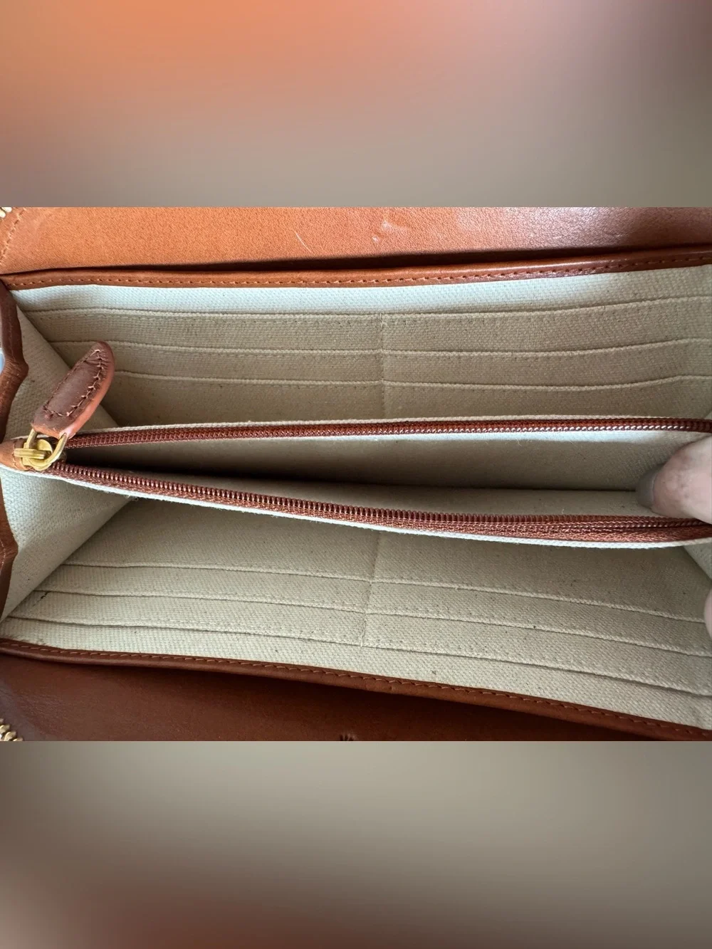 Margot Leather Luna Zip Wristlet Wallet | Cognac Leather | NWT